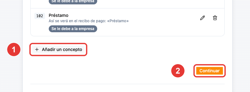 Añadir un concepto y continuar