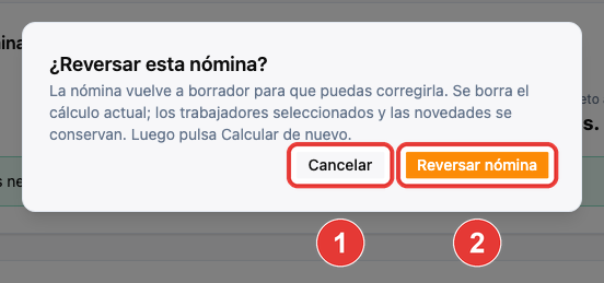 Confirmación ¿Reversar esta nómina?