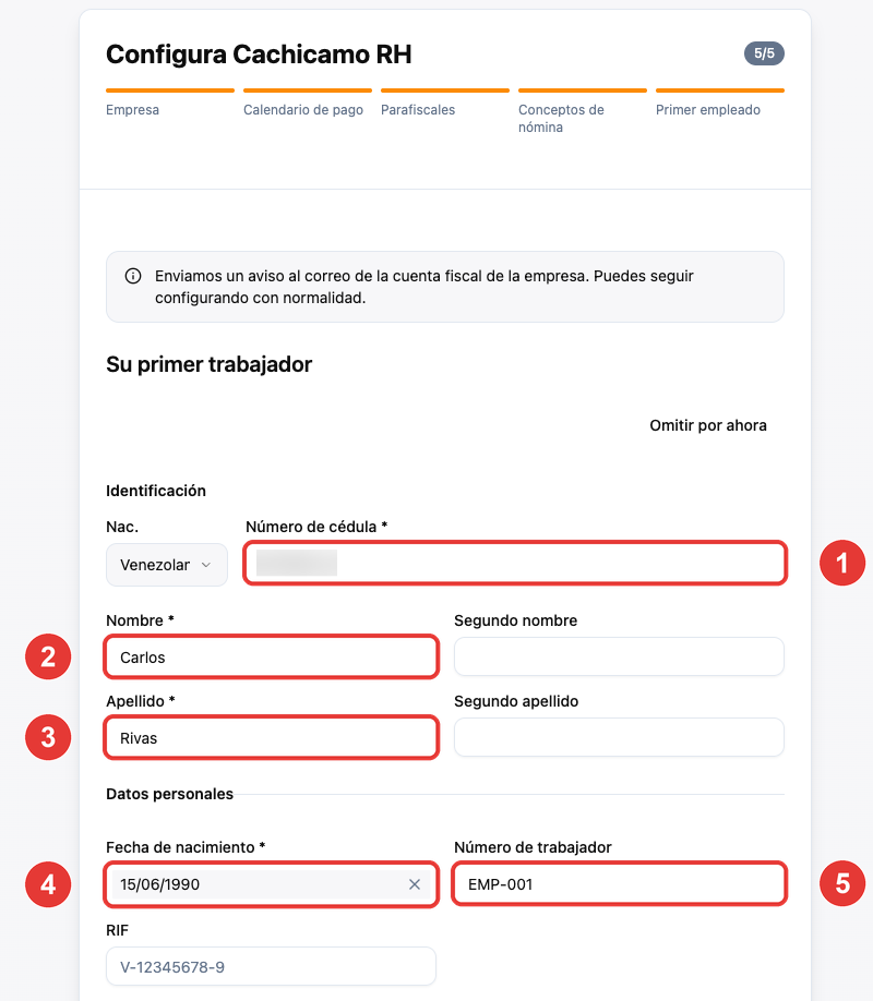 Identificación y datos personales del trabajador